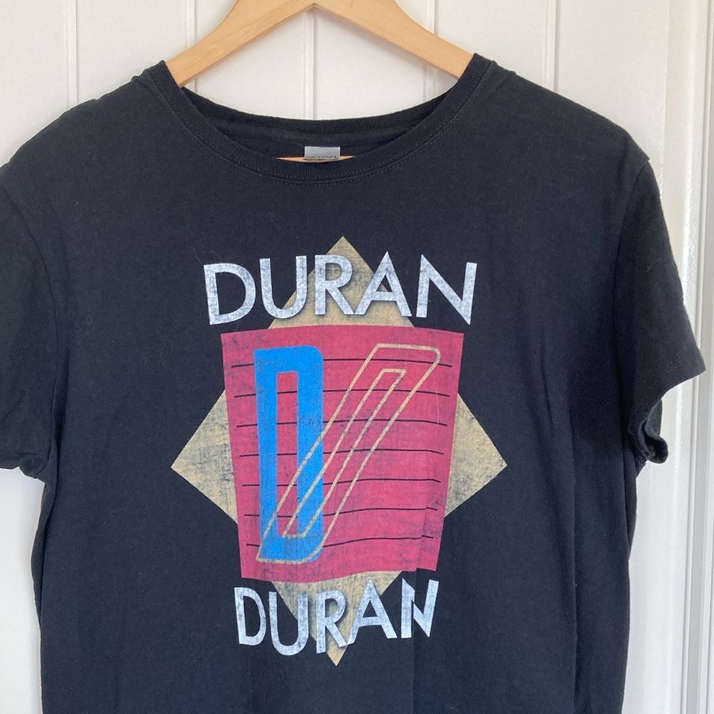 Gilden Duran Duran Logo Band T-shirt Short Sleeve Size L Black 80's Classic - Picture 2 of 8